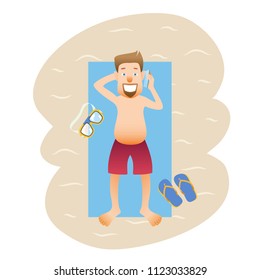 Conceptual flat banner person on weekends isolated