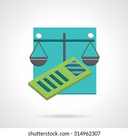 Conceptual flat color style vector icon for accountancy. Scales and calculator, financial analysis. Design elements for business and website