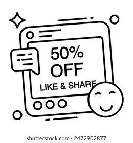Conceptual flat design icon of 50% off