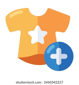 Un icono de diseño plano conceptual de añadir camisa