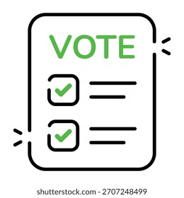 Ícone de design plano conceitual do boletim de voto 