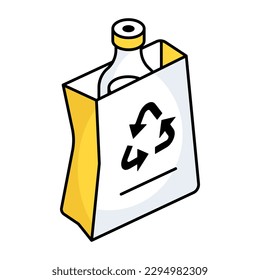 Conceptual flat design icon of bottle recycling 