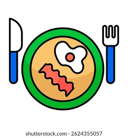 Conceptual flat design icon of breakfast