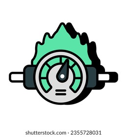 Conceptual flat design icon of burning speedometer