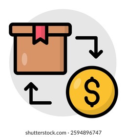 Conceptual flat design icon of cash on delivery