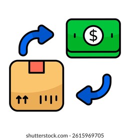 Conceptual flat design icon of cash on delivery