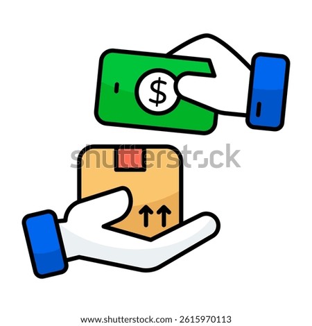 Conceptual flat design icon of cash on delivery