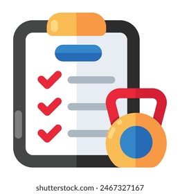 Conceptual flat design icon of checklist