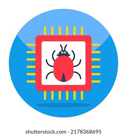 Conceptual flat design icon of chip virus