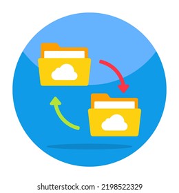 Conceptual Flat Design Icon Of Cloud Folder Transfer 