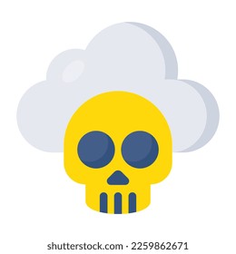 Conceptual flat design icon of cloud hacking 