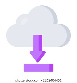 Icono conceptual de diseño plano de descarga en nube