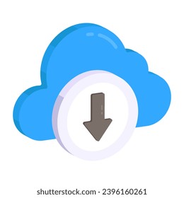 Conceptual flat design icon of cloud download

