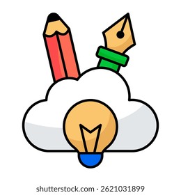 Ícone de design plano conceitual da criatividade em nuvem