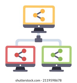 Conceptual flat design icon of computer network

