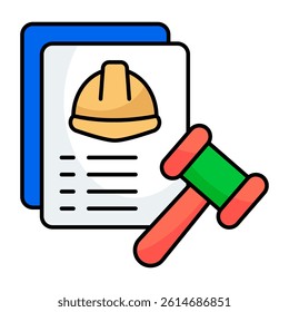 Conceptual flat design icon of construction law