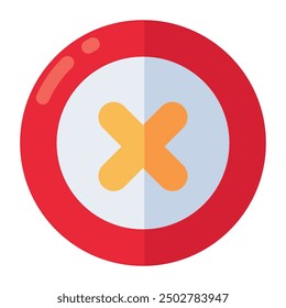 Conceptual flat design icon of cross sign
