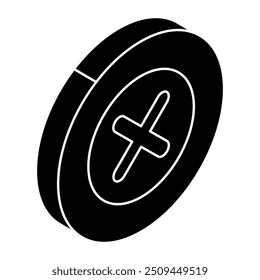 Conceptual flat design icon of cross sign
