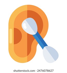 Conceptual flat design icon of ear cleaning