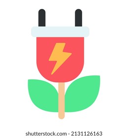 Conceptual flat design icon of eco plug

