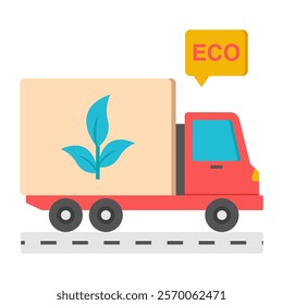 Conceptual flat design icon of eco van