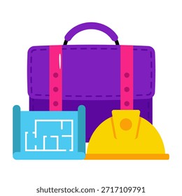 Ícone de design plano conceitual dos acessórios do engenheiro 