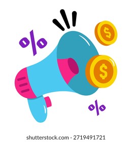 Ícone de design simples conceitual de promoção financeira 