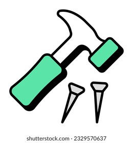 Icono de diseño plano conceptual de clavo de hierro fijo 