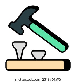 Conceptual flat design icon of fix iron nail 