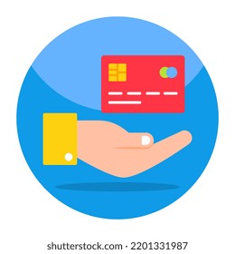 Conceptual flat design icon of giving atm card