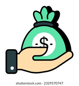 Conceptual flat design icon of giving money