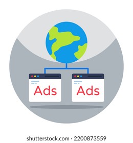 Conceptual flat design icon of global ads