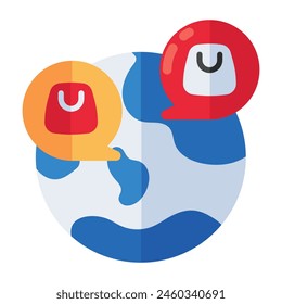 Conceptual flat design icon of global shopping chat
