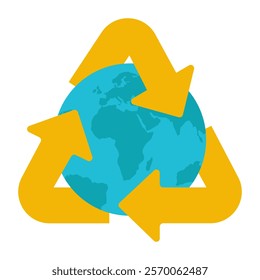 Conceptual flat design icon of global recycling