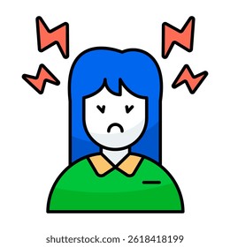 Conceptual flat design icon of headache