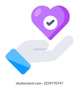 Icono de diseño plano conceptual del cuidado del corazón