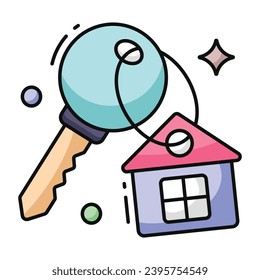 Icono de diseño plano conceptual de la clave del hogar