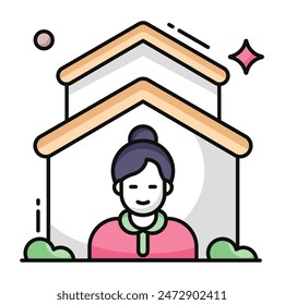 Conceptual flat design icon of home