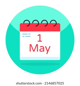 Conceptual flat design icon of labor day reminder