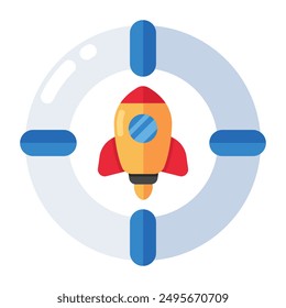 Conceptual flat design icon of launch
