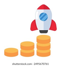 Conceptual flat design icon of launch