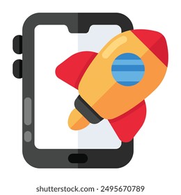 Conceptual flat design icon of launch