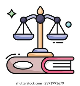 Icono conceptual de diseño plano del libro de leyes