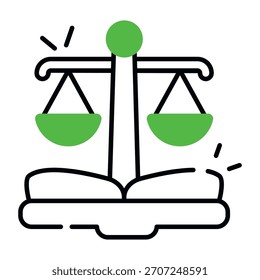 Icono de diseño plano conceptual del libro de leyes