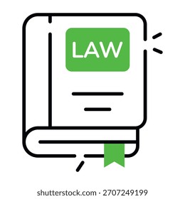 Icono de diseño plano conceptual del libro de leyes