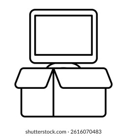 Conceptual flat design icon of lcd parcel
