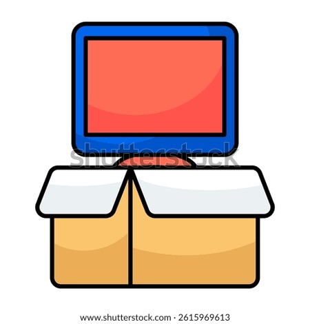 Conceptual flat design icon of lcd parcel