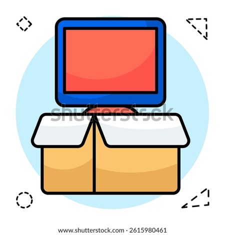 Conceptual flat design icon of lcd parcel