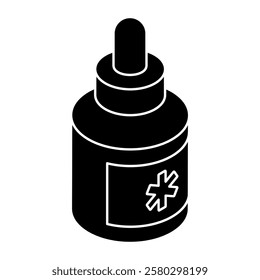 Conceptual flat design icon of liquid medicine