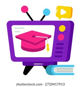 Ícone de design plano conceitual da educação ao vivo 